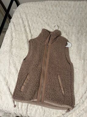 Abercrombie & Fitch Brown Sherpa Zip-Up Vest